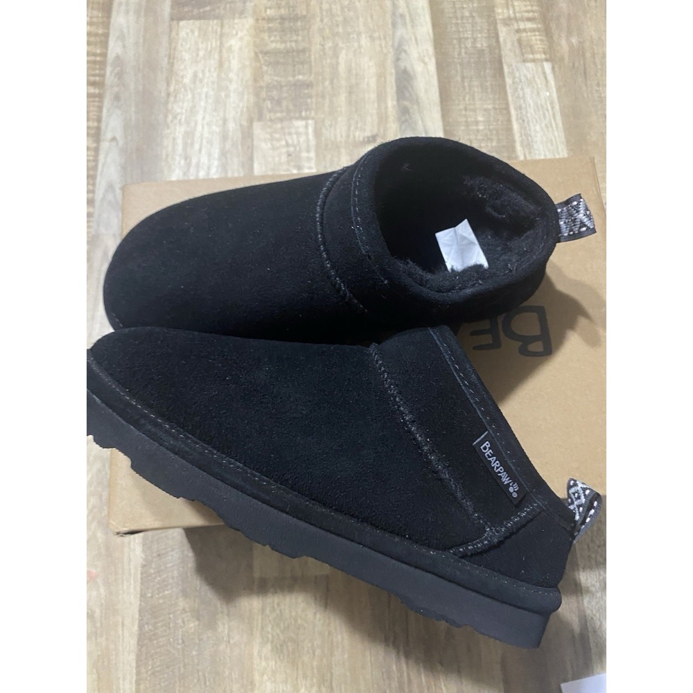 BEARPAW Kam Women's Slip On Slippers Size 7M Black Suede Water Repellent Bootie - Picture 3 of 8